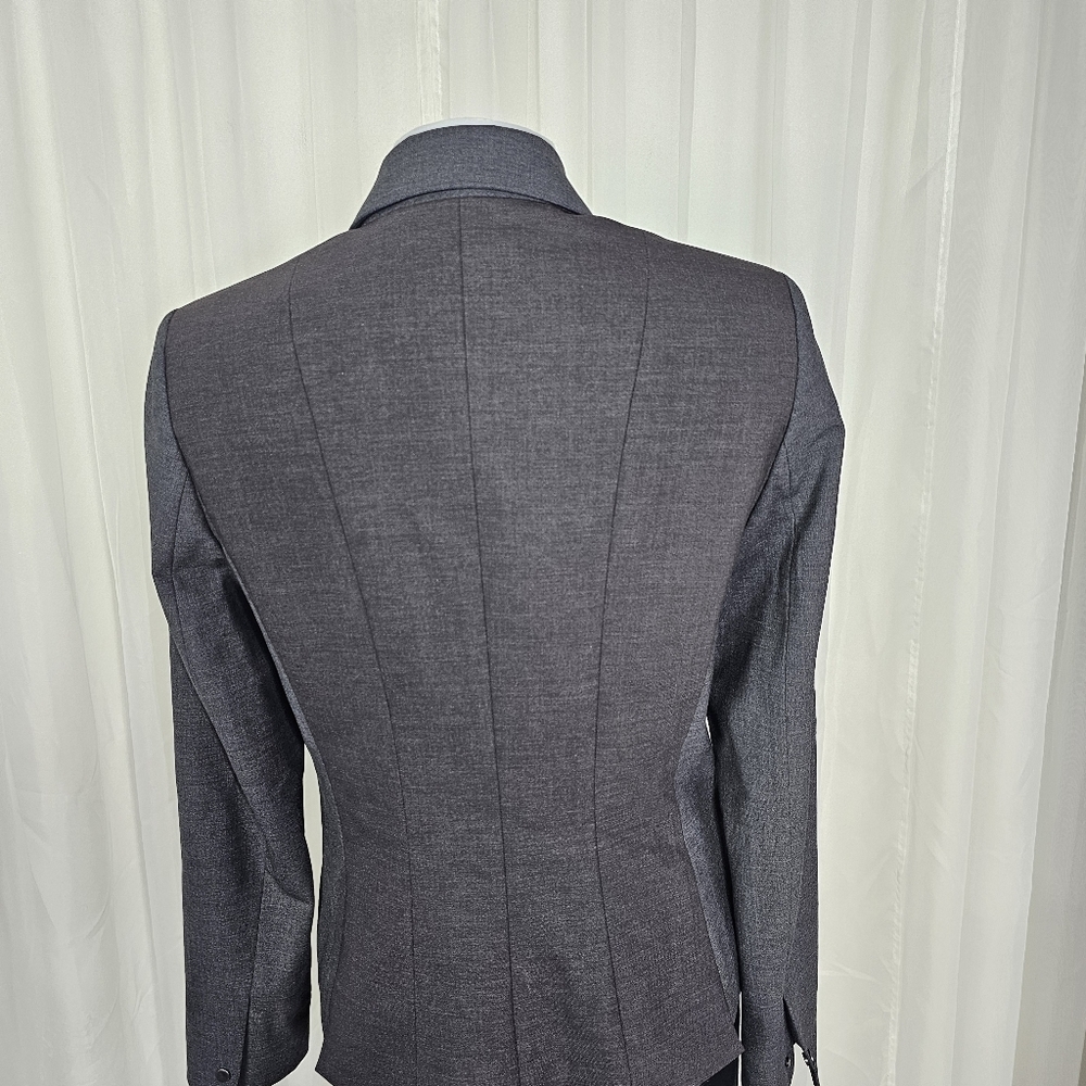 Elie Tahari snap button two-tone gray wool blazer size 8 - Picture 9 of 14